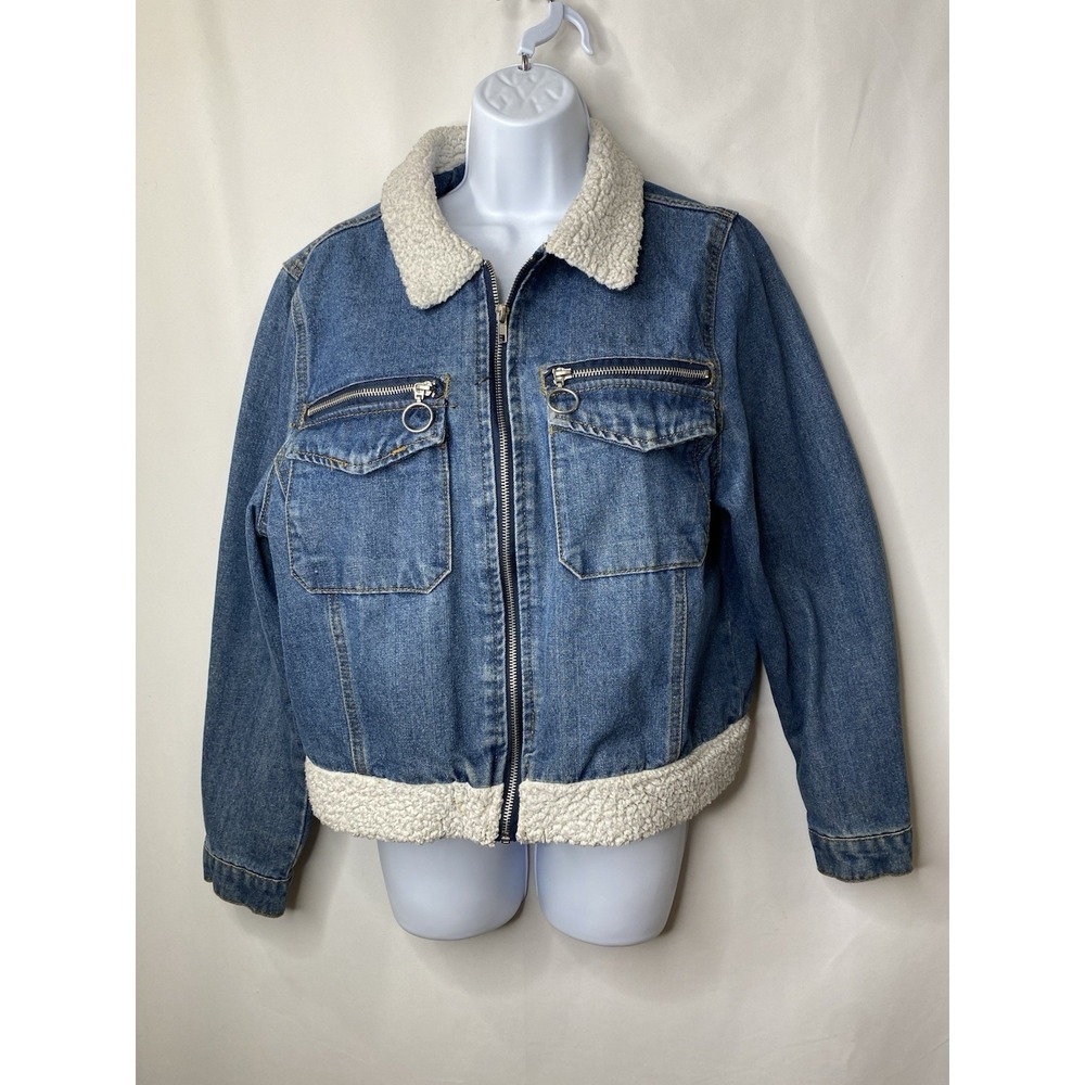 Highway Jeans Womens Denim Barn Jacket Size XL Sherpa Y2K Western Chore Ranch